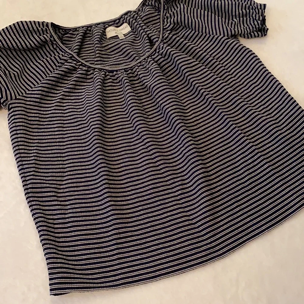 Madewell | Texture & Thread Peasant Top Deep Navy Ellis Striped Blue/White (XS) - Picture 8 of 16